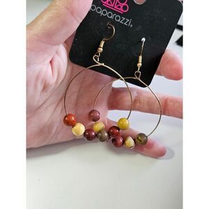 Paparazzi gold tone stone bead earrings